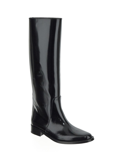 Shop Saint Laurent Hunt Boots In Glaze Leather In Black