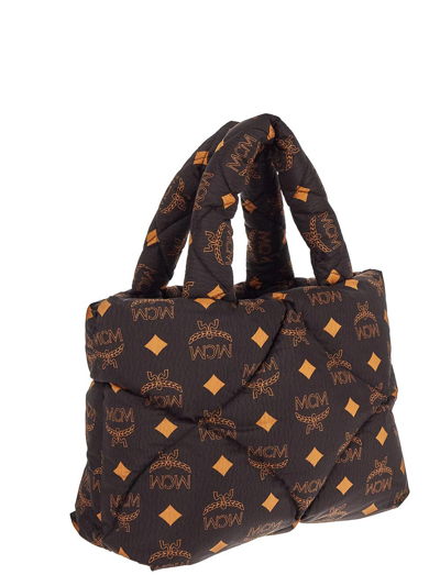 Shop Mcm Quilted Shopping Bag In Brown
