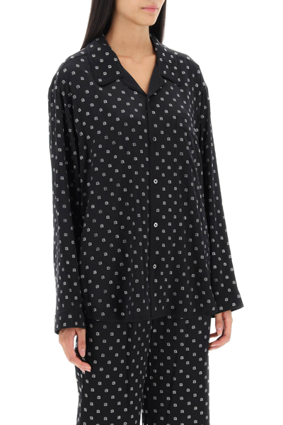 Shop Alexander Wang Rhinestone Monogram Pajama Shirt In Black (black)