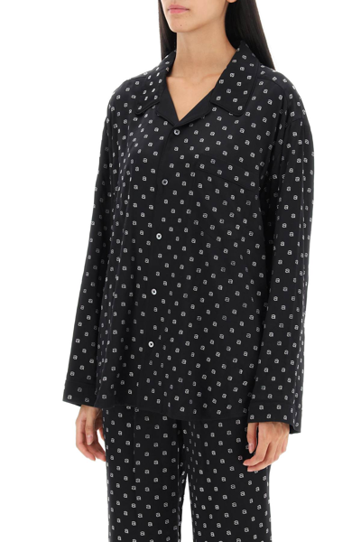 Shop Alexander Wang Rhinestone Monogram Pajama Shirt In Black (black)