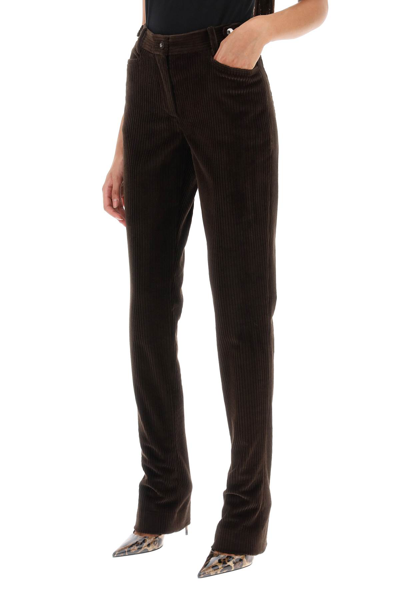 Shop Dolce & Gabbana Bell-bottom Corduroy Pants In Marrone Scuro 3 (brown)