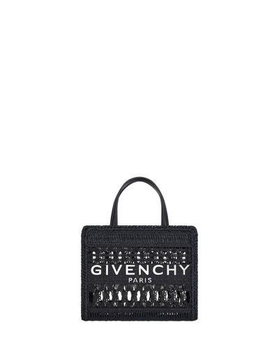 Shop Givenchy Black Braided Raffia Mini G-tote Bag In Nero