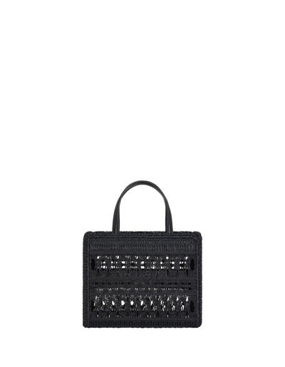 Shop Givenchy Black Braided Raffia Mini G-tote Bag In Nero