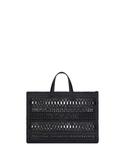 Shop Givenchy Black Braided Raffia Medium G-tote Bag In Nero