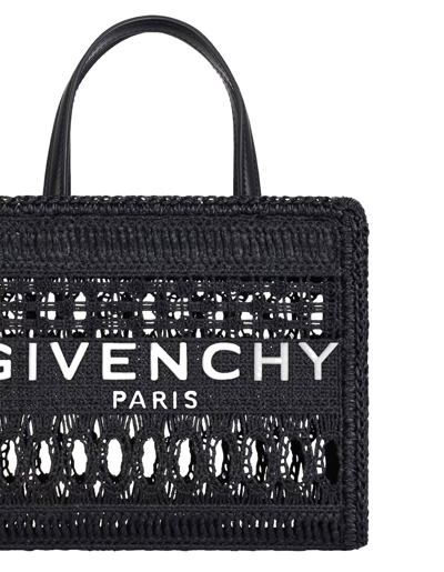 Shop Givenchy Black Braided Raffia Mini G-tote Bag In Nero