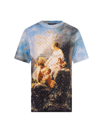 Shop Roberto Cavalli T-shirt With Print And Crystals In Multicolore