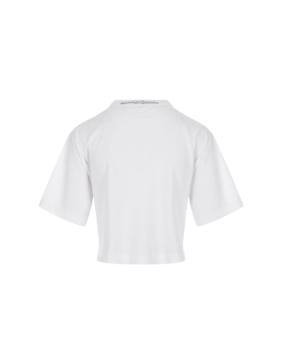 Shop Paco Rabanne White Short T-shirt With Silver Mesh Panel In Silver/white
