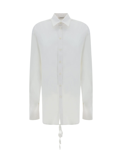 Peter Do Adjustable Tie Collared Shirt With High-low Hem In Off White
