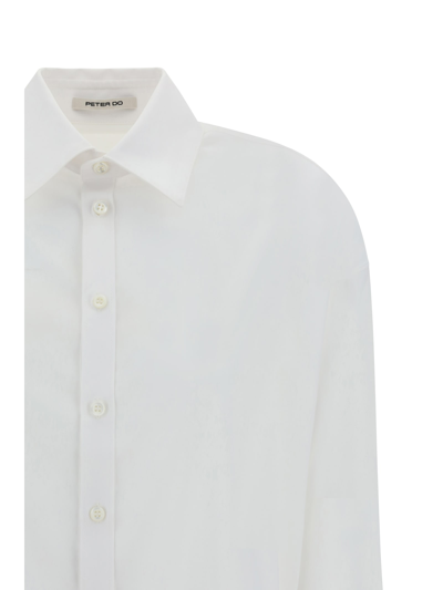 Peter Do Adjustable Tie Collared Shirt With High-low Hem In Off White