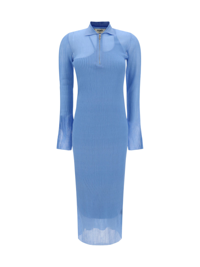 Shop Fendi Dress In Prisca/azzurro