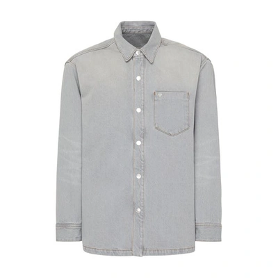 Shop Ami Alexandre Mattiussi Denim Overshirt In Vintage_grey