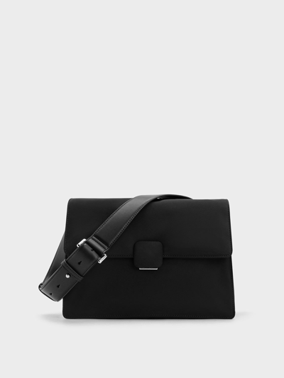 Shop Charles & Keith Koa Nylon Crossbody Bag In Black