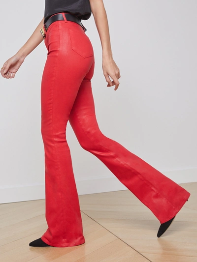 Shop L Agence Marty Coated Jean In Tango Red Coated