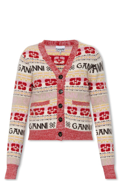 Shop Ganni Patterned Cardigan In Multi
