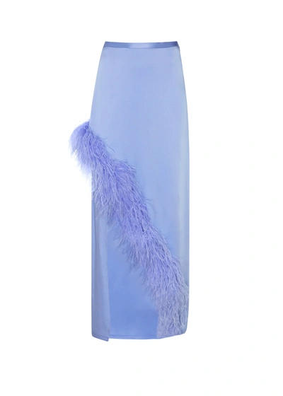 Shop Lapointe Feather Asymmetrical Skirt In Periwinkle