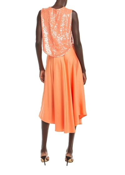 Shop Lapointe Satin Handkerchief Skirt In Coral