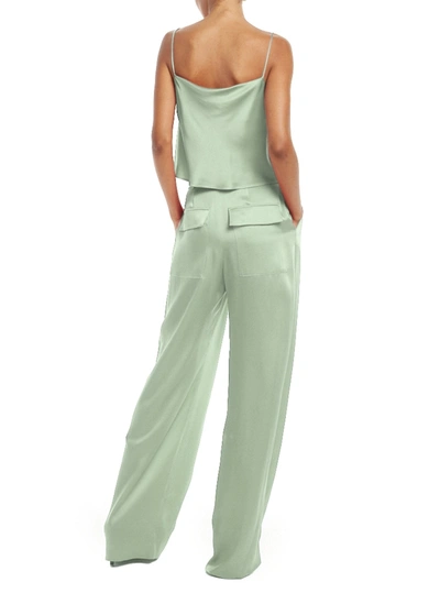 Shop Lapointe Silky Twill Relaxed Pleated Pant In Mint