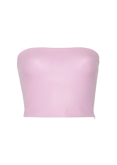 Shop Lapointe Faux Leather Tube Top In Blossom