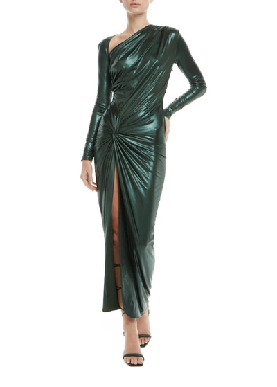 Shop Lapointe Shiny Jersey Sarong Dress In Forest