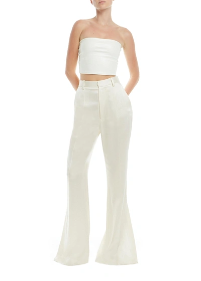 Shop Lapointe Stretch Faux Leather Tube Top In Cream