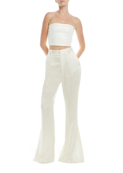 Lapointe Stretch Faux Leather Tube Top In Cream