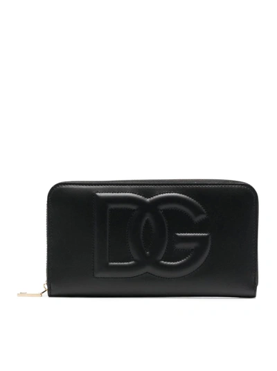 Shop Dolce & Gabbana Embossed-logo Wallet In Black