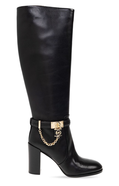 Shop Michael Michael Kors Hamilton Embellished Heeled Boots In Black