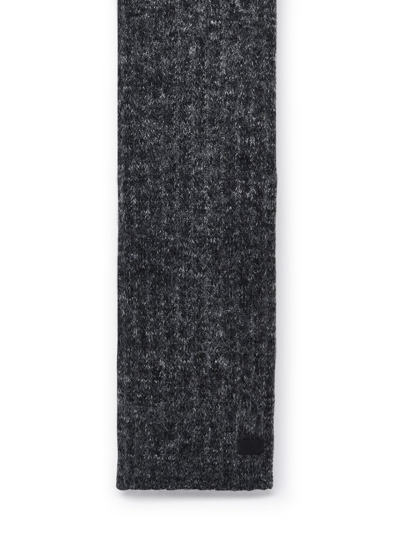Shop Saint Laurent Knit Signature Scarf In Grey