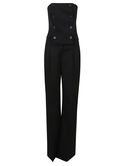 Shop Alexander Mcqueen Button Detailed Strapless Jumpsuit In Black