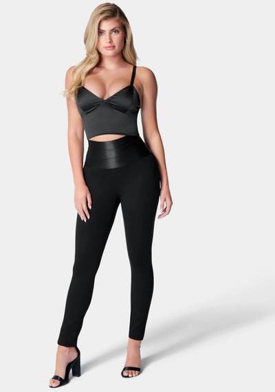Bebe Satiny High Waist Leggings In Black