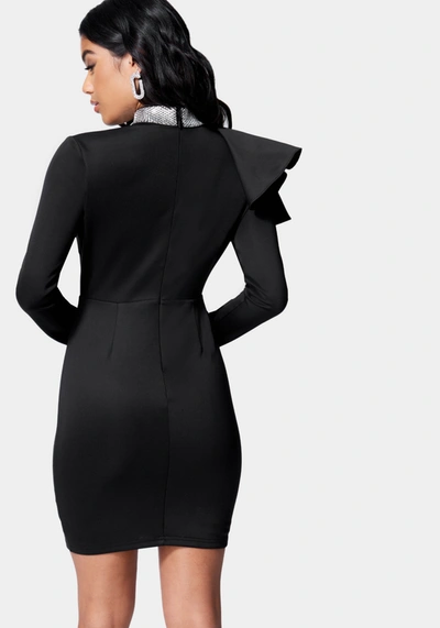 Shop Bebe Dramatic Ruffle Plunge Dress In Black