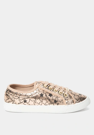 Shop Bebe Daney Logo Sneakers In Rose Gold Fx O