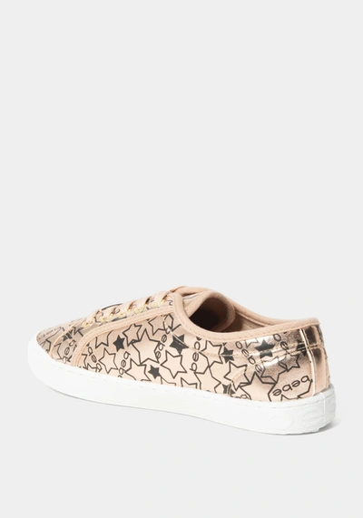 Shop Bebe Daney Logo Sneakers In Rose Gold Fx O