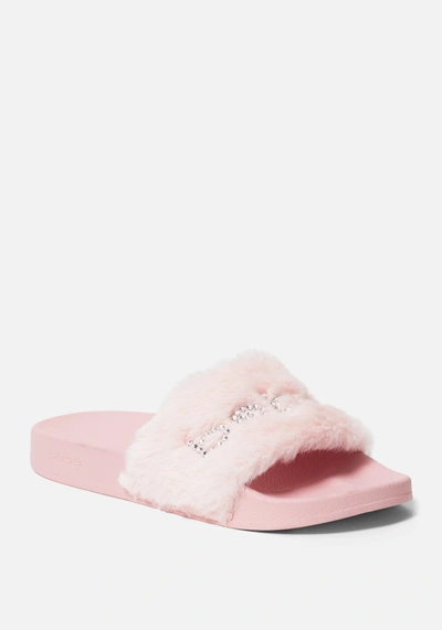 Shop Bebe Furiosa Faux Fur Slides In Dusty Pink