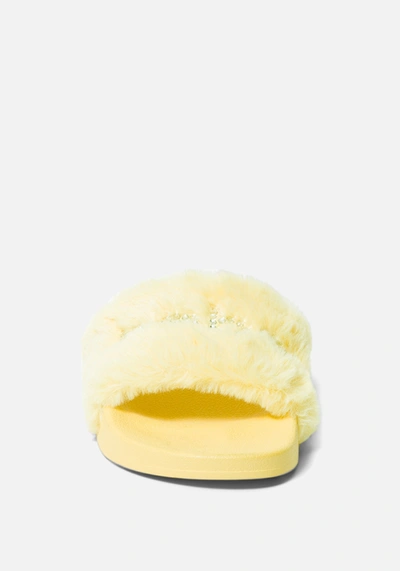 Shop Bebe Furiosa Faux Fur Slides In Yellow