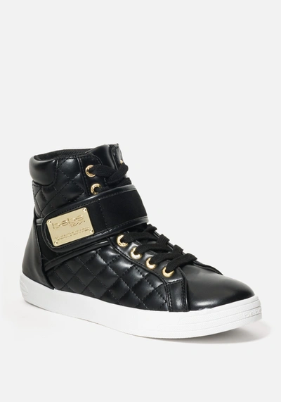 Shop Bebe Dianica Quilted High Top Sneakers In Black