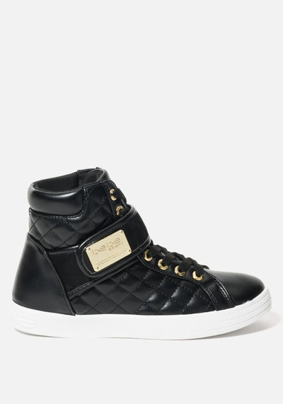 Shop Bebe Dianica Quilted High Top Sneakers In Black