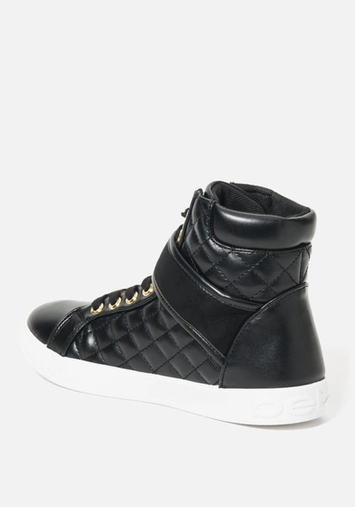 Shop Bebe Dianica Quilted High Top Sneakers In Black