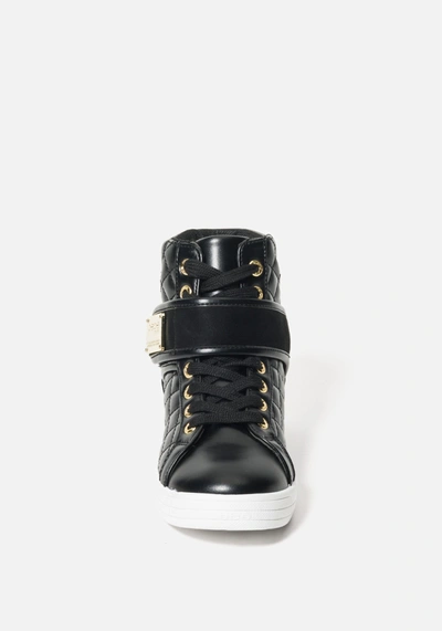 Shop Bebe Dianica Quilted High Top Sneakers In Black
