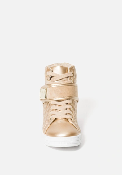 Shop Bebe Dianica Quilted High Top Sneakers In Rose Gold