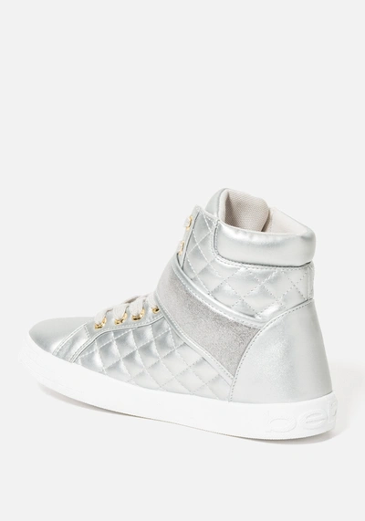 Bebe Dianica Quilted High Top Sneakers In Silver