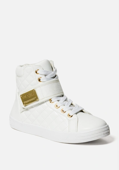 Shop Bebe Dianica Quilted High Top Sneakers In White