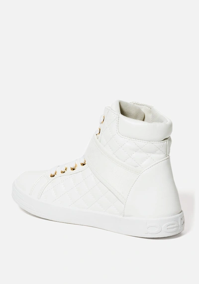 Shop Bebe Dianica Quilted High Top Sneakers In White
