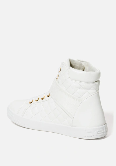 Bebe Dianica Quilted High Top Sneakers In White