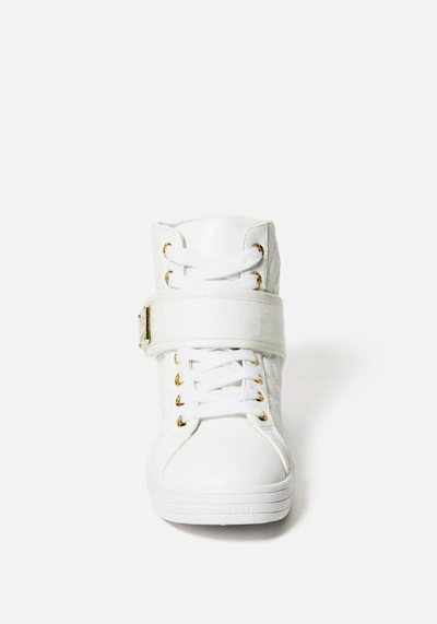 Shop Bebe Dianica Quilted High Top Sneakers In White