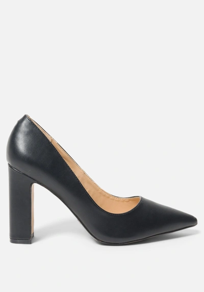 Shop Bebe Ariel Block Heel Pumps In Black Faux