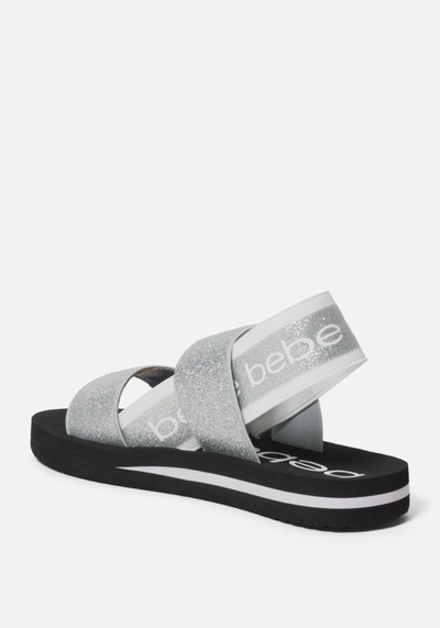 Bebe Atena Sporty Sandals In Silver Glitter