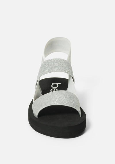 Bebe Atena Sporty Sandals In Silver Glitter