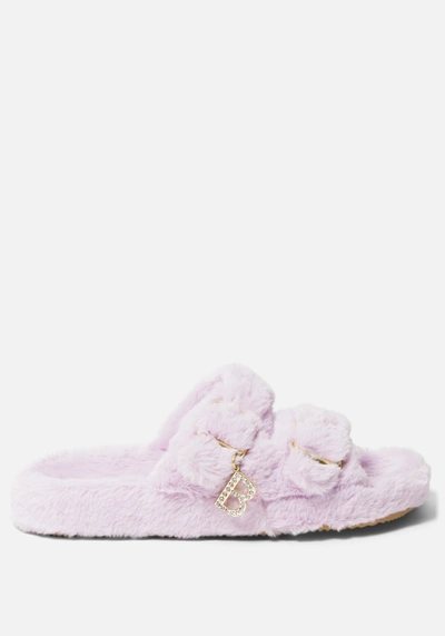 Shop Bebe Fanny Faux Fur Slippers In Lilac