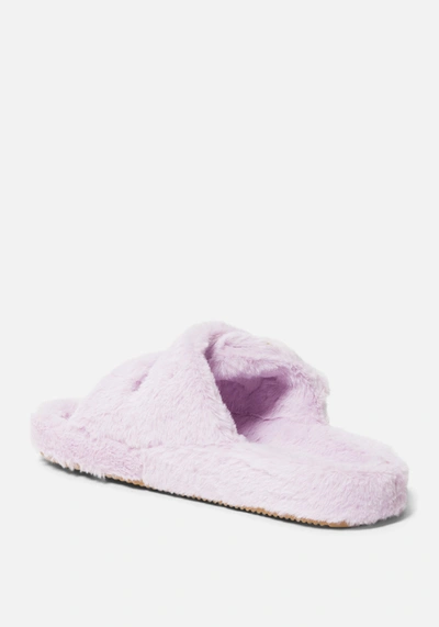 Shop Bebe Fanny Faux Fur Slippers In Lilac
